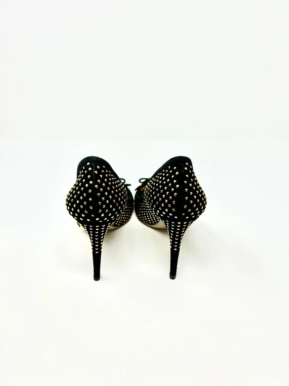 Valentino Garavani Black Suede Pumps with Gold Studs Size 40/US 10 Luxury!